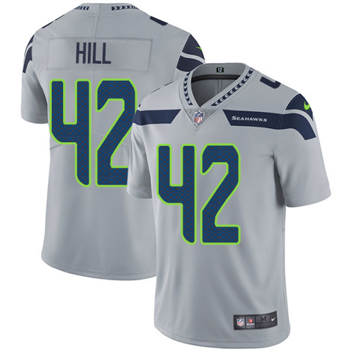 Men's Nike Seattle Seahawks #42 Delano Hill Grey Alternate Vapor Untouchable Limited Player NFL Jersey