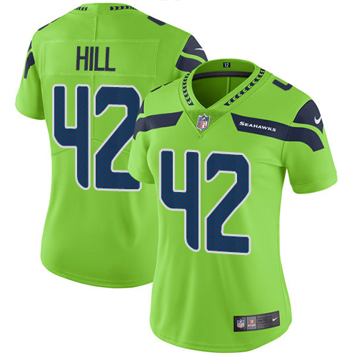 Women's Nike Seattle Seahawks #42 Delano Hill Limited Green Rush Vapor Untouchable NFL Jersey