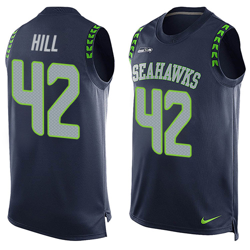 Men's Nike Seattle Seahawks #42 Delano Hill Limited Steel Blue Player Name & Number Tank Top NFL Jersey