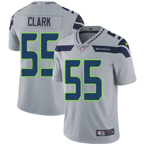 Men's Nike Seattle Seahawks #55 Frank Clark Grey Alternate Vapor Untouchable Limited Player NFL Jersey