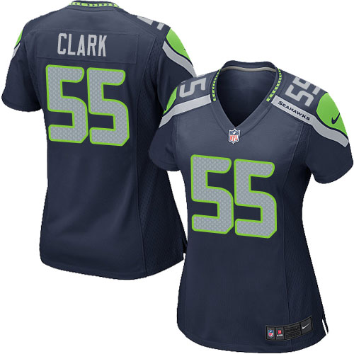 Women's Nike Seattle Seahawks #55 Frank Clark Game Navy Blue Team Color NFL Jersey