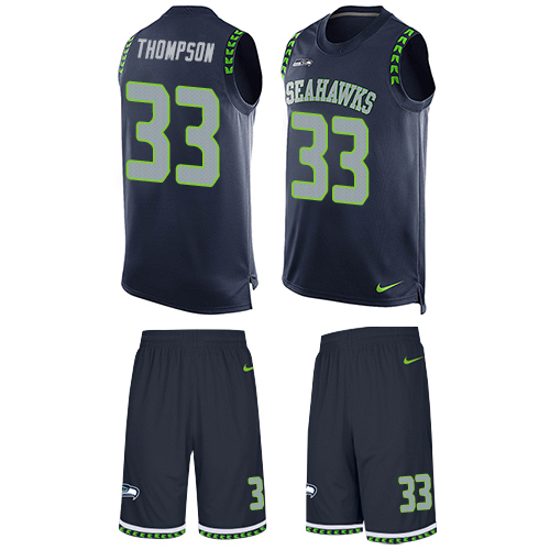 Men's Nike Seattle Seahawks #33 Tedric Thompson Limited Steel Blue Tank Top Suit NFL Jersey