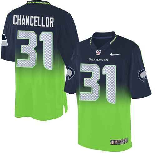 Men's Nike Seattle Seahawks #31 Kam Chancellor Elite Navy/Green Fadeaway NFL Jersey