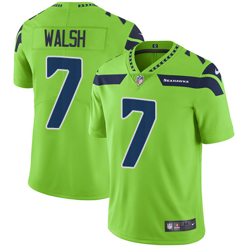 Men's Nike Seattle Seahawks #7 Blair Walsh Elite Green Rush Vapor Untouchable NFL Jersey