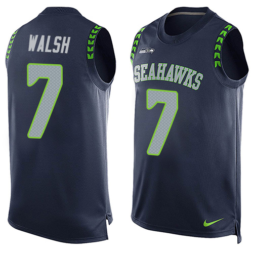 Men's Nike Seattle Seahawks #7 Blair Walsh Limited Steel Blue Player Name & Number Tank Top NFL Jersey