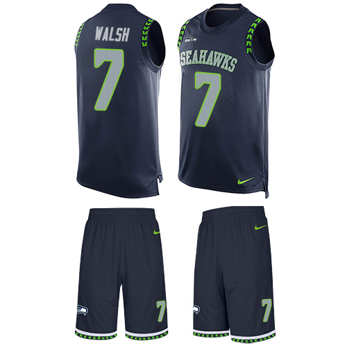 Men's Nike Seattle Seahawks #7 Blair Walsh Limited Steel Blue Tank Top Suit NFL Jersey