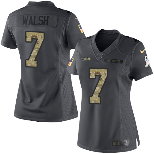 Women's Nike Seattle Seahawks #7 Blair Walsh Limited Black 2016 Salute to Service NFL Jersey