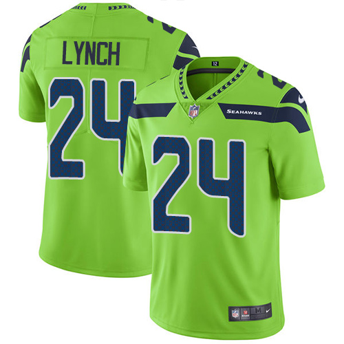 Men's Nike Seattle Seahawks #24 Marshawn Lynch Elite Green Rush Vapor Untouchable NFL Jersey