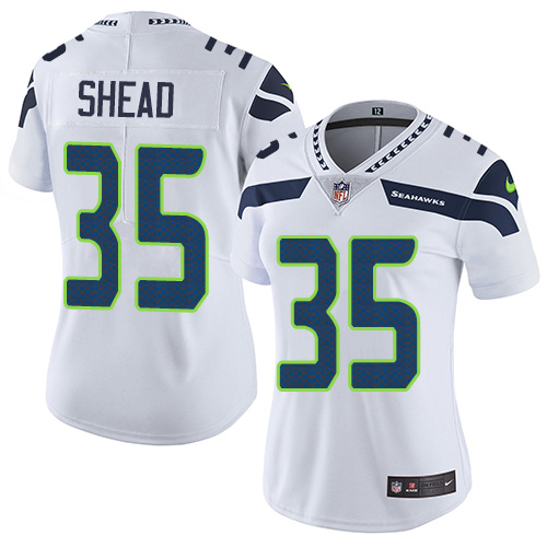 Women's Nike Seattle Seahawks #35 DeShawn Shead White Vapor Untouchable Elite Player NFL Jersey