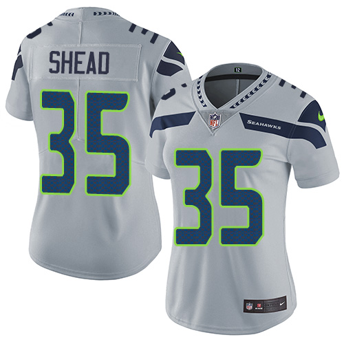Women's Nike Seattle Seahawks #35 DeShawn Shead Grey Alternate Vapor Untouchable Elite Player NFL Jersey