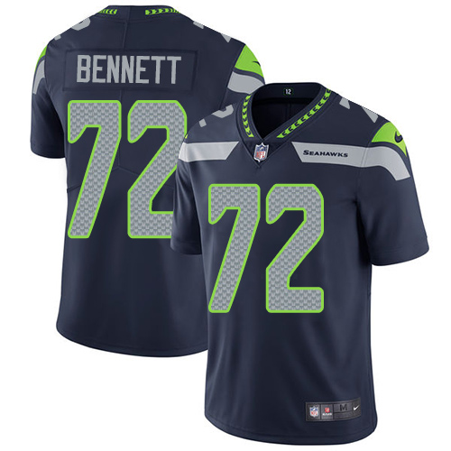 Men's Nike Seattle Seahawks #72 Michael Bennett Navy Blue Team Color Vapor Untouchable Limited Player NFL Jersey