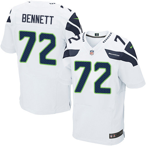 Men's Nike Seattle Seahawks #72 Michael Bennett Elite White NFL Jersey