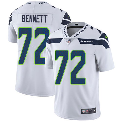 Men's Nike Seattle Seahawks #72 Michael Bennett White Vapor Untouchable Limited Player NFL Jersey