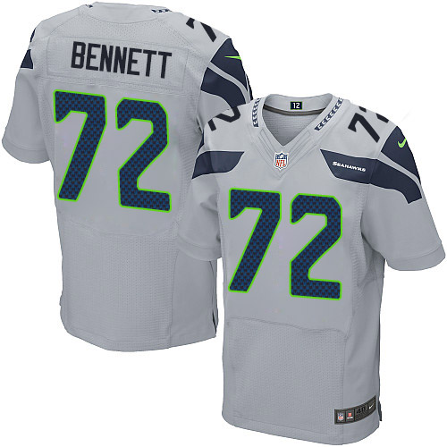 Men's Nike Seattle Seahawks #72 Michael Bennett Elite Grey Alternate NFL Jersey