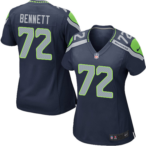 Women's Nike Seattle Seahawks #72 Michael Bennett Game Navy Blue Team Color NFL Jersey