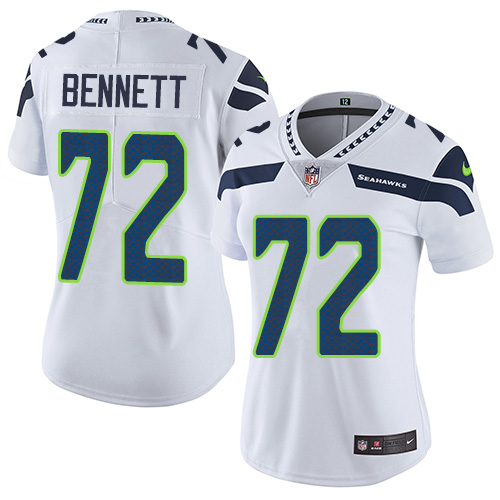 Women's Nike Seattle Seahawks #72 Michael Bennett White Vapor Untouchable Elite Player NFL Jersey