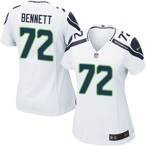 Women's Nike Seattle Seahawks #72 Michael Bennett Game White NFL Jersey