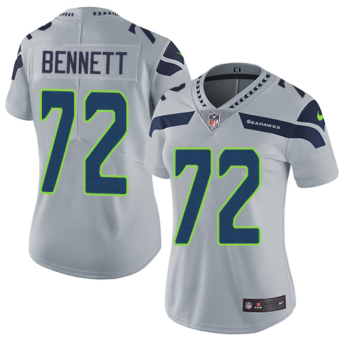 Women's Nike Seattle Seahawks #72 Michael Bennett Grey Alternate Vapor Untouchable Elite Player NFL Jersey