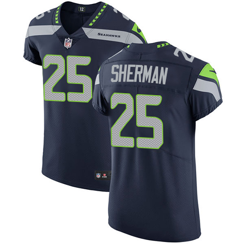Men's Nike Seattle Seahawks #25 Richard Sherman Navy Blue Team Color Vapor Untouchable Elite Player NFL Jersey