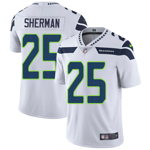 Men's Nike Seattle Seahawks #25 Richard Sherman White Vapor Untouchable Limited Player NFL Jersey