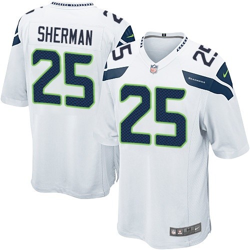 Men's Nike Seattle Seahawks #25 Richard Sherman Game White NFL Jersey