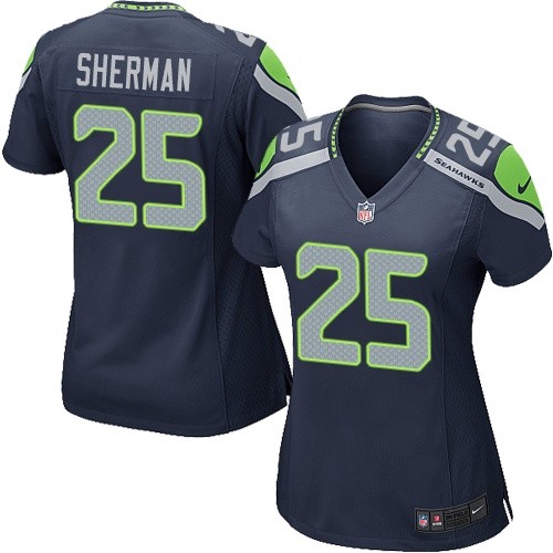 Women's Nike Seattle Seahawks #25 Richard Sherman Game Navy Blue Team Color NFL Jersey
