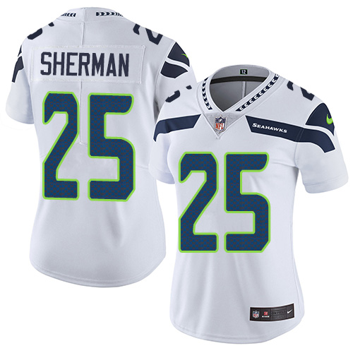 Women's Nike Seattle Seahawks #25 Richard Sherman White Vapor Untouchable Elite Player NFL Jersey