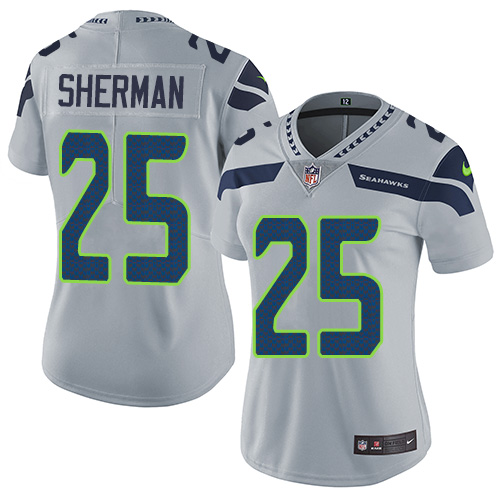 Women's Nike Seattle Seahawks #25 Richard Sherman Grey Alternate Vapor Untouchable Elite Player NFL Jersey