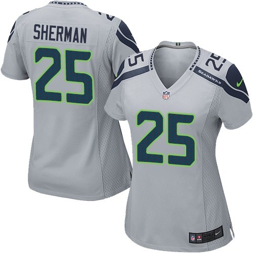 Women's Nike Seattle Seahawks #25 Richard Sherman Game Grey Alternate NFL Jersey