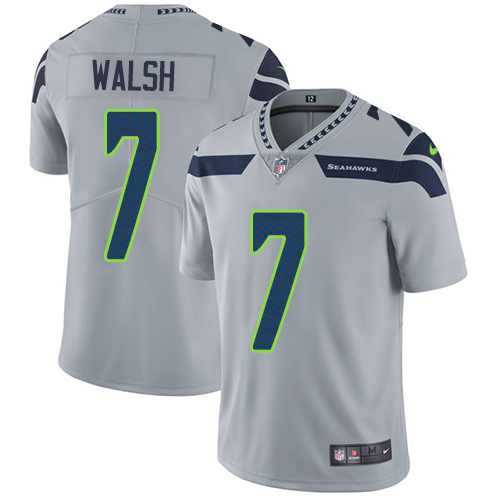 Men's Nike Seattle Seahawks #7 Blair Walsh Grey Alternate Vapor Untouchable Limited Player NFL Jersey
