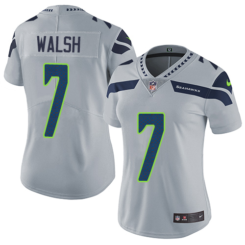 Women's Nike Seattle Seahawks #7 Blair Walsh Grey Alternate Vapor Untouchable Elite Player NFL Jersey