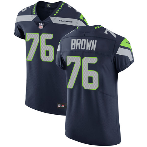 Men's Nike Seattle Seahawks #76 Duane Brown Navy Blue Team Color Vapor Untouchable Elite Player NFL Jersey