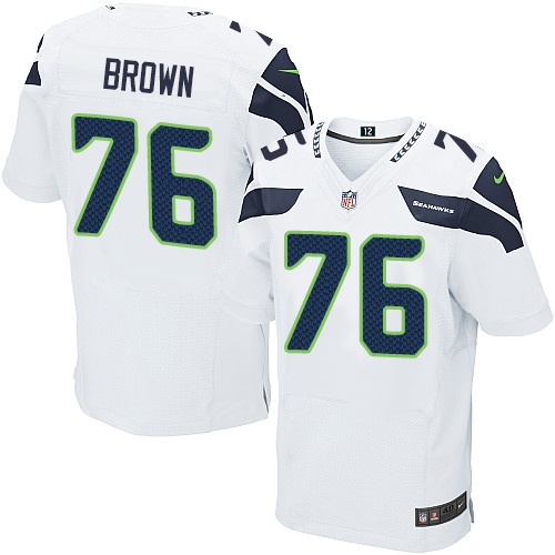 Men's Nike Seattle Seahawks #76 Duane Brown Elite White NFL Jersey