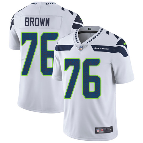 Men's Nike Seattle Seahawks #76 Duane Brown White Vapor Untouchable Limited Player NFL Jersey