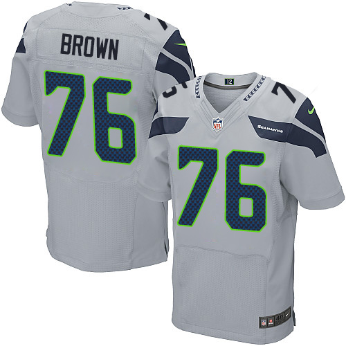 Men's Nike Seattle Seahawks #76 Duane Brown Elite Grey Alternate NFL Jersey