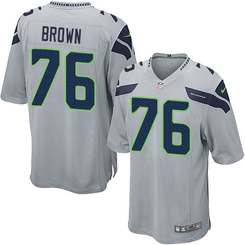 Men's Nike Seattle Seahawks #76 Duane Brown Game Grey Alternate NFL Jersey