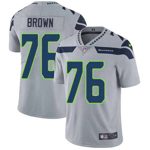 Youth Nike Seattle Seahawks #76 Duane Brown Grey Alternate Vapor Untouchable Elite Player NFL Jersey