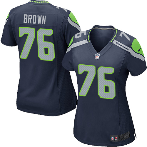 Women's Nike Seattle Seahawks #76 Duane Brown Game Navy Blue Team Color NFL Jersey