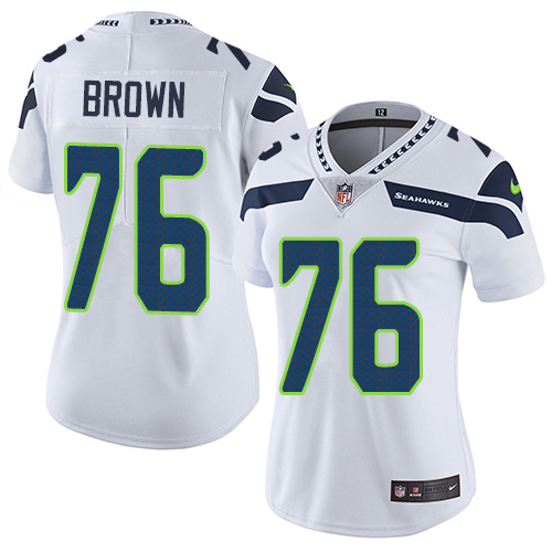 Women's Nike Seattle Seahawks #76 Duane Brown White Vapor Untouchable Elite Player NFL Jersey