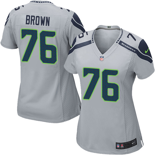 Women's Nike Seattle Seahawks #76 Duane Brown Game Grey Alternate NFL Jersey