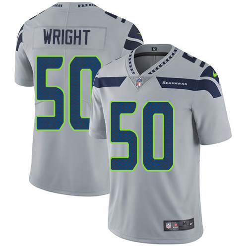 Men's Nike Seattle Seahawks #50 K.J. Wright Grey Alternate Vapor Untouchable Limited Player NFL Jersey