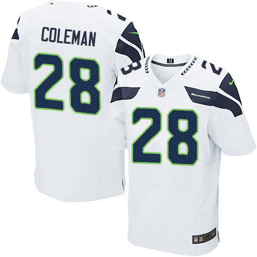 Men's Nike Seattle Seahawks #28 Justin Coleman Elite White NFL Jersey