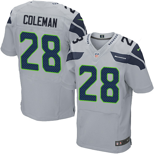 Men's Nike Seattle Seahawks #28 Justin Coleman Elite Grey Alternate NFL Jersey