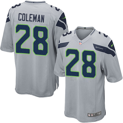 Men's Nike Seattle Seahawks #28 Justin Coleman Game Grey Alternate NFL Jersey