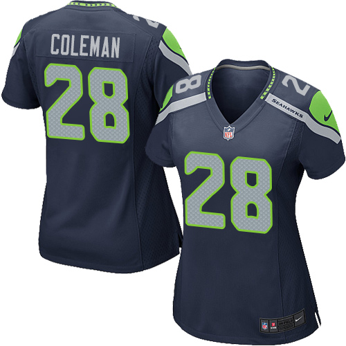 Women's Nike Seattle Seahawks #28 Justin Coleman Game Navy Blue Team Color NFL Jersey