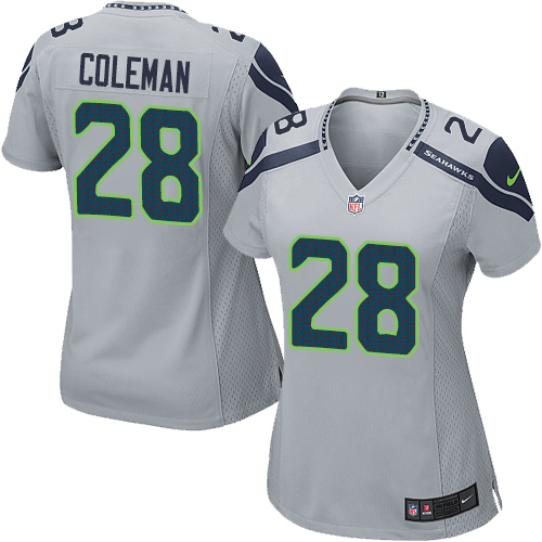 Women's Nike Seattle Seahawks #28 Justin Coleman Game Grey Alternate NFL Jersey