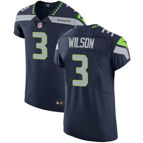 Men's Nike Seattle Seahawks #3 Russell Wilson Navy Blue Team Color Vapor Untouchable Elite Player NFL Jersey