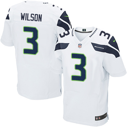 Men's Nike Seattle Seahawks #3 Russell Wilson Elite White NFL Jersey