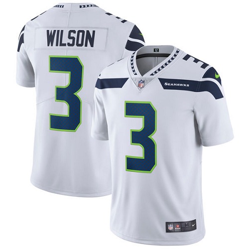 Men's Nike Seattle Seahawks #3 Russell Wilson White Vapor Untouchable Limited Player NFL Jersey