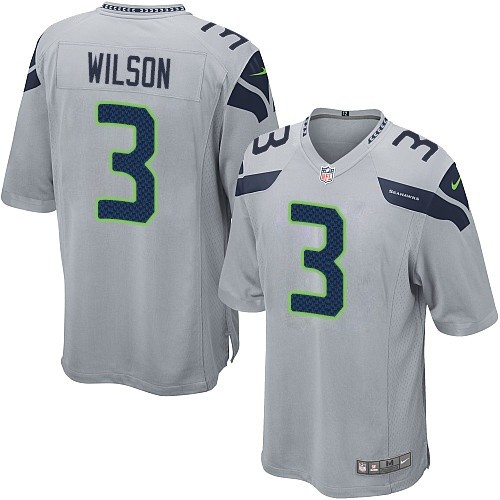 Men's Nike Seattle Seahawks #3 Russell Wilson Game Grey Alternate NFL Jersey